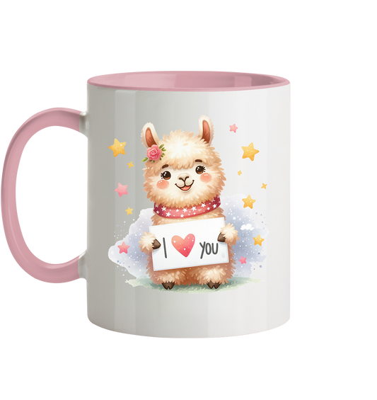 Die Tasse mit dem süßen Alpakalmotiv - Tasse zweifarbig