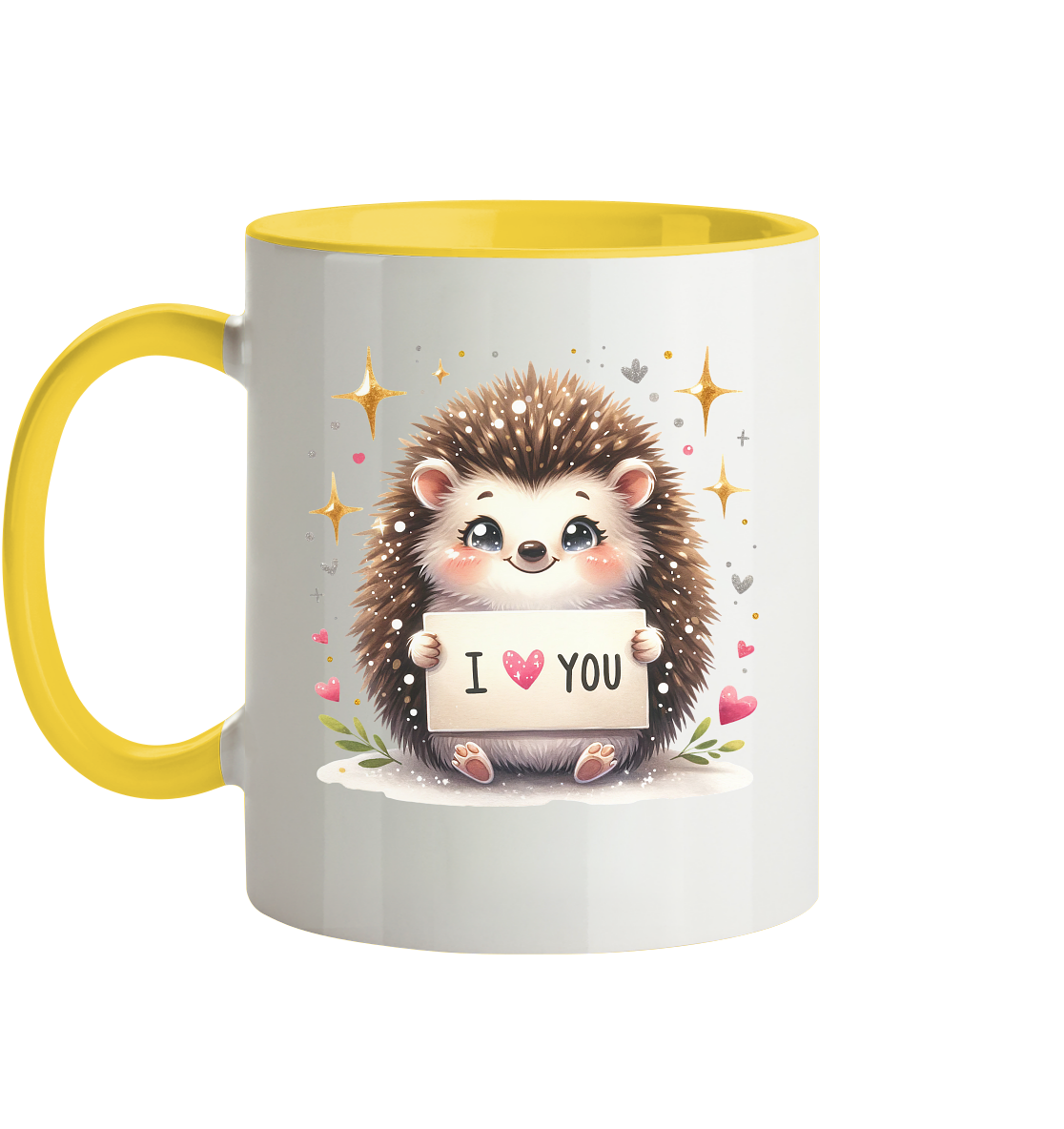 Die Tasse mit süßen Igelmotiv I Love You - Tasse zweifarbig