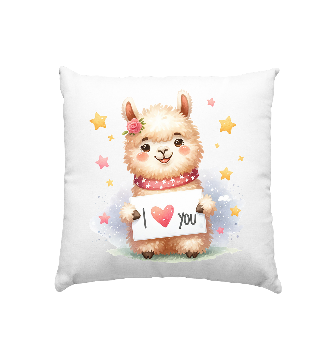 Alpaka Kissen mit I Love You - Kissen 40x40cm