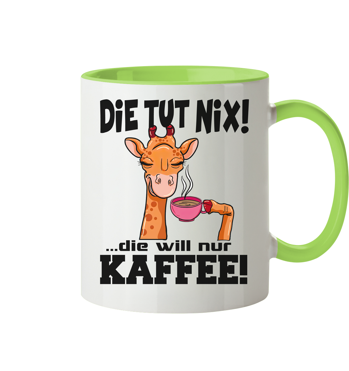 Die tut nix mit Giraffe - Tasse zweifarbig