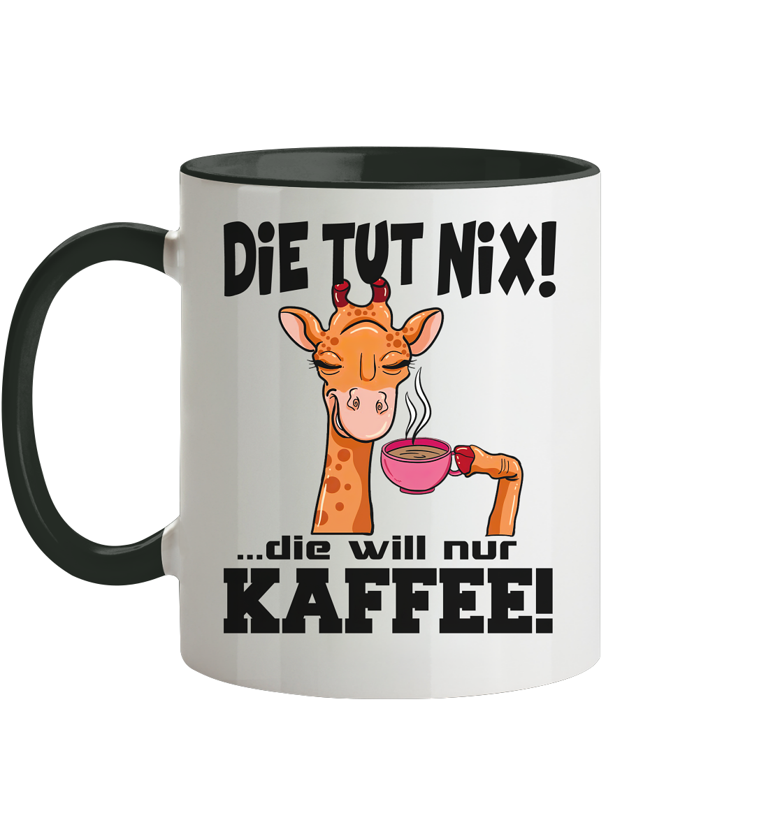 Die tut nix mit Giraffe - Tasse zweifarbig