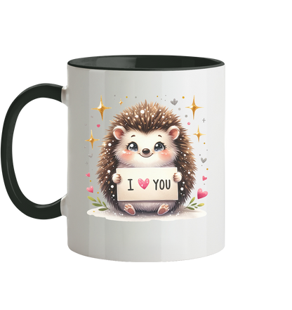 Die Tasse mit süßen Igelmotiv I Love You - Tasse zweifarbig