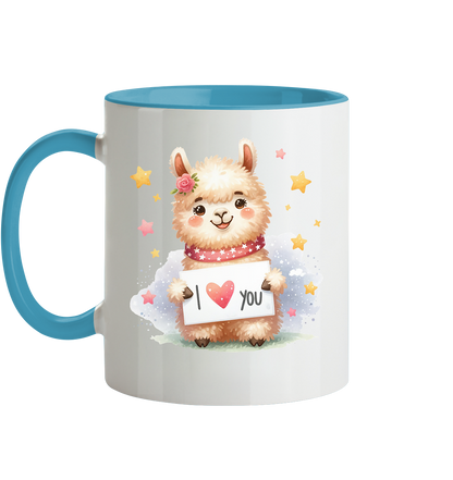 Die Tasse mit dem süßen Alpakalmotiv  - Tasse zweifarbig