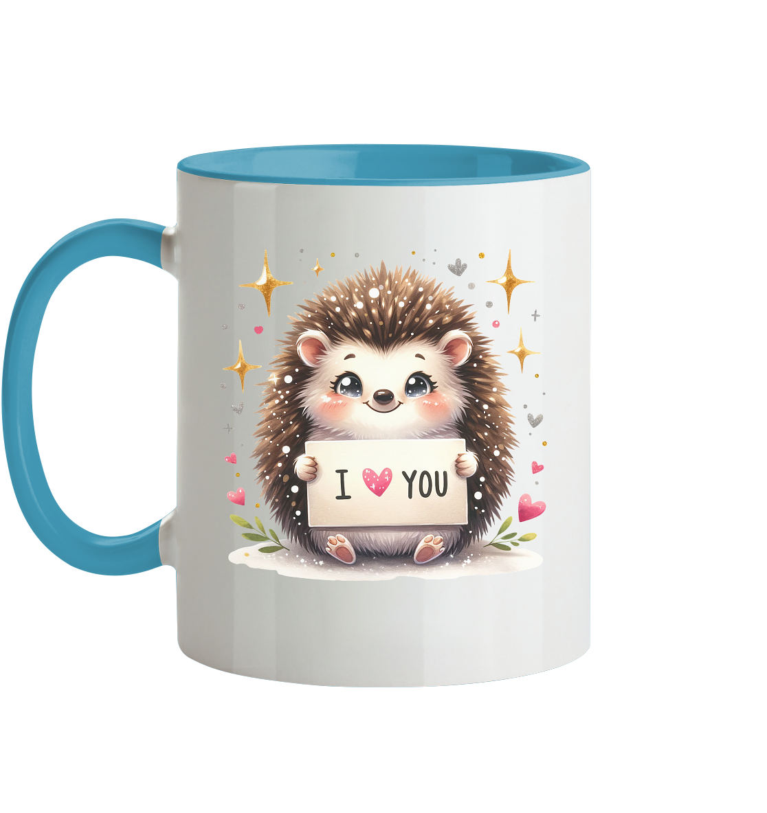 Die Tasse mit süßen Igelmotiv I Love You - Tasse zweifarbig