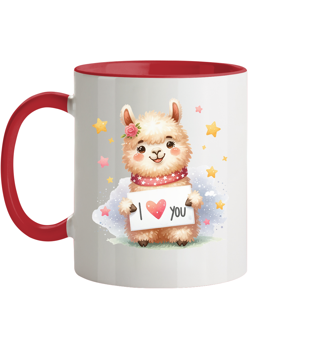 Die Tasse mit dem süßen Alpakalmotiv  - Tasse zweifarbig