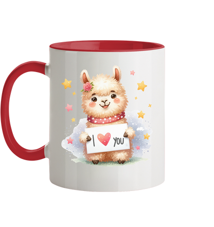 Die Tasse mit dem süßen Alpakalmotiv  - Tasse zweifarbig