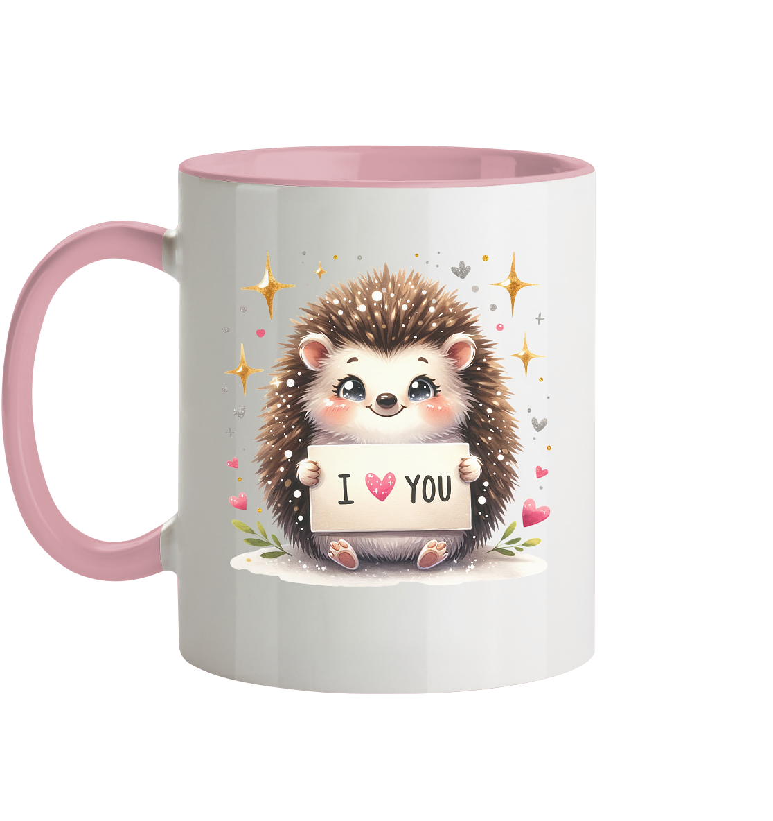 Die Tasse mit süßen Igelmotiv I Love You - Tasse zweifarbig