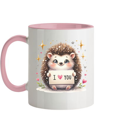 Die Tasse mit süßen Igelmotiv I Love You - Tasse zweifarbig
