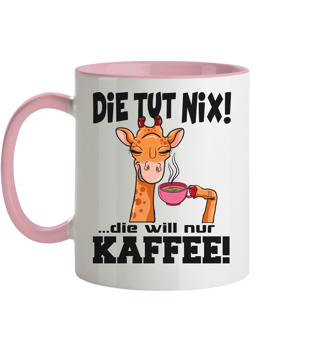 Die tut nix mit Giraffe - Tasse zweifarbig