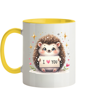 Die Tasse mit süßen Igelmotiv I Love You - Tasse zweifarbig