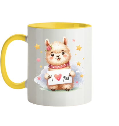 Die Tasse mit dem süßen Alpakalmotiv  - Tasse zweifarbig