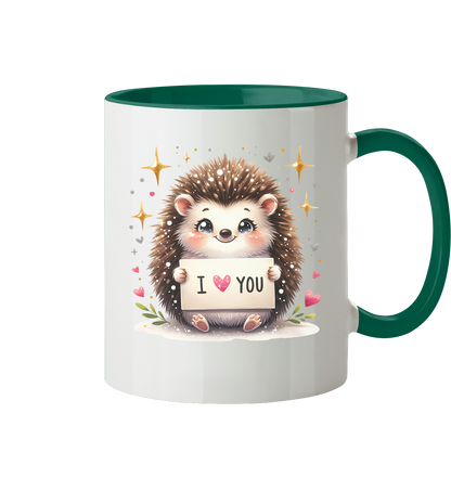 Die Tasse mit süßen Igelmotiv I Love You - Tasse zweifarbig