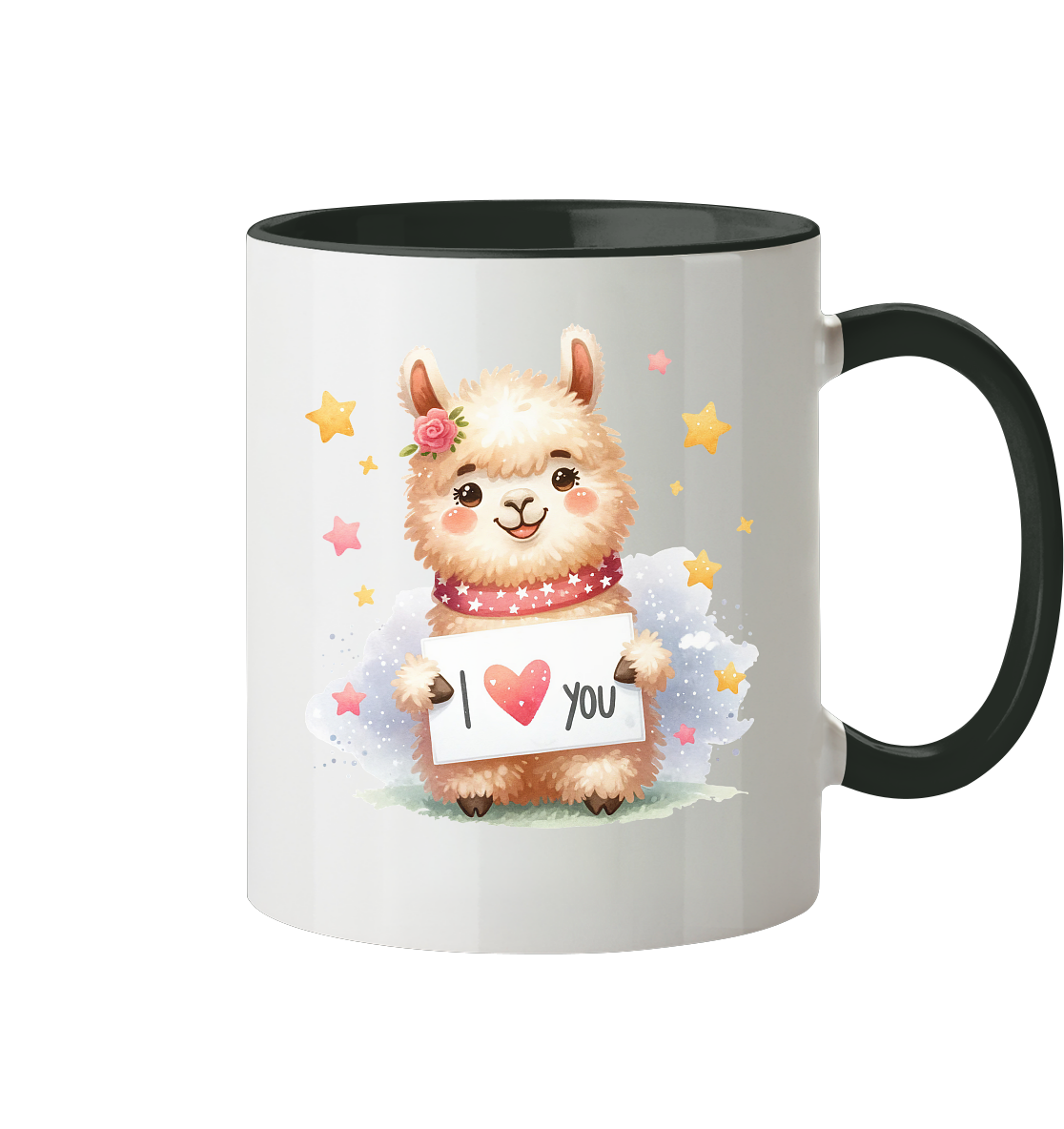 Die Tasse mit dem süßen Alpakalmotiv  - Tasse zweifarbig