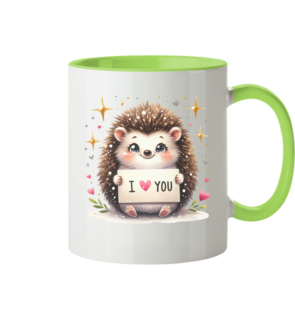 Die Tasse mit süßen Igelmotiv I Love You - Tasse zweifarbig