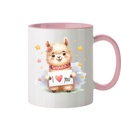Die Tasse mit dem süßen Alpakalmotiv  - Tasse zweifarbig