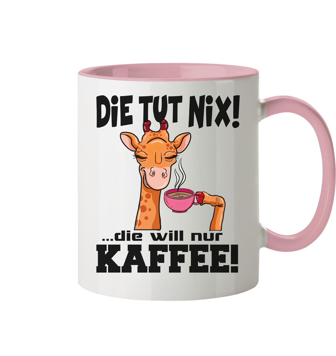 Die tut nix mit Giraffe - Tasse zweifarbig