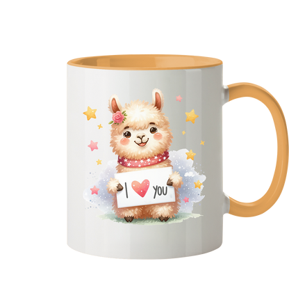 Die Tasse mit dem süßen Alpakalmotiv  - Tasse zweifarbig